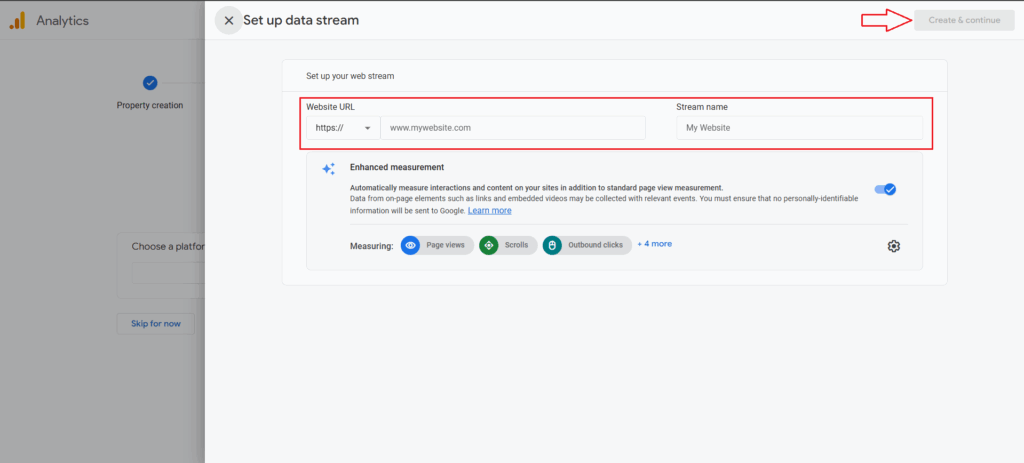 Create a Google Analytics Account (if you don’t have one) and a Property: