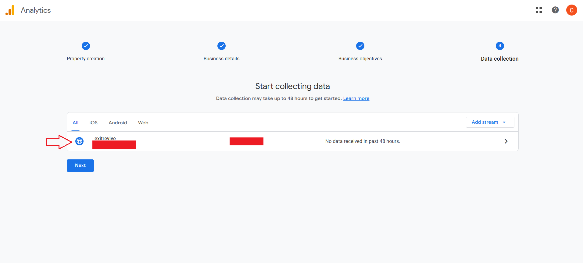 Create a Google Analytics Account (if you don’t have one) and a Property: